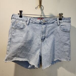 HOT KISS Light Blue Denim Shorts with Rhinestone Accents SIZE 14